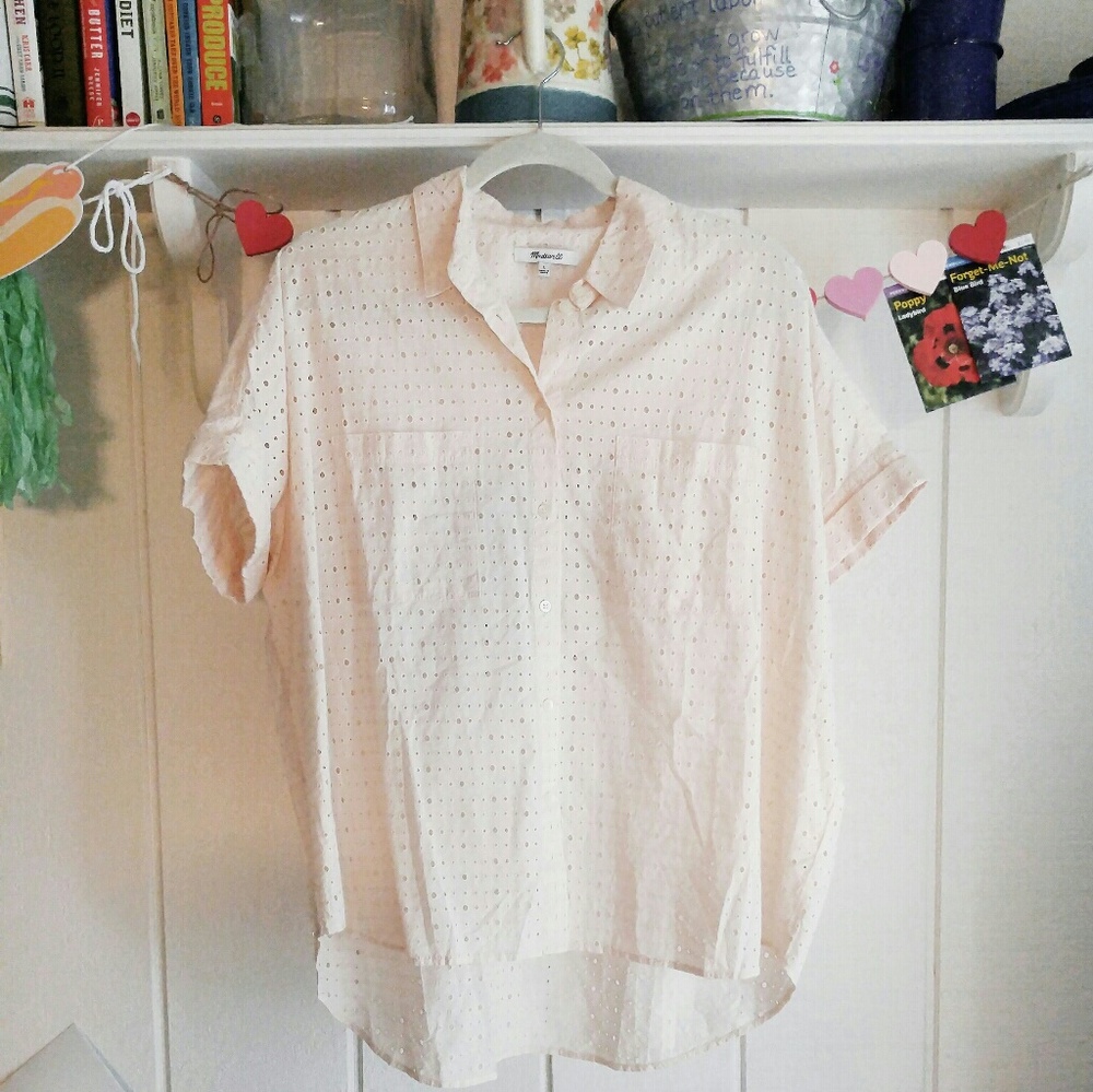 Madewell Peach Eyelet Courier Shirt